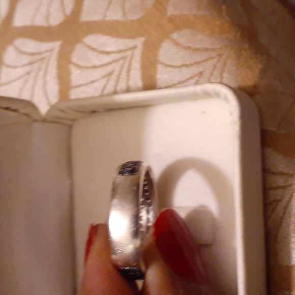 BLUE DIAMOND RING STERLING SILVER - Picture 6 of 7